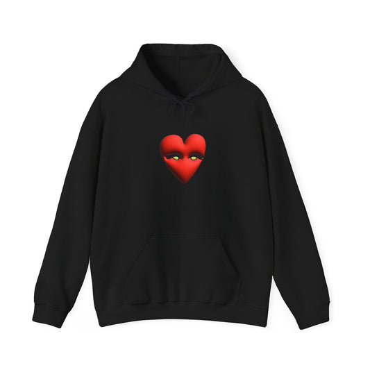 Heart Eyes Hoodie — Red Heart with Eyes Graphic Pullover