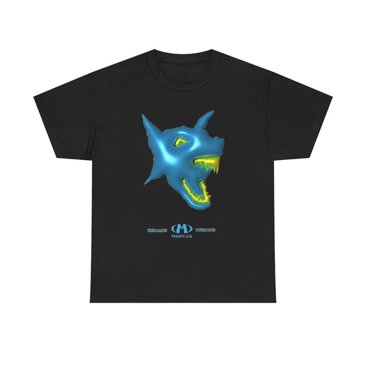 Blue Neon Shark Head T‑Shirt — Glow Graphic Tee