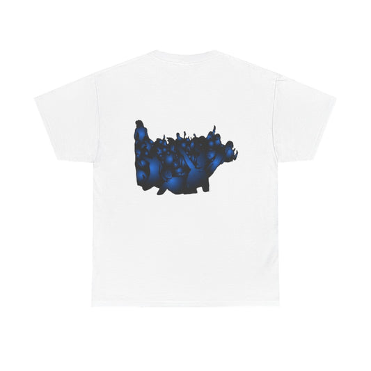 Concert Crowd Graphic Tee — Blue Silhouette Band Fan Shirt