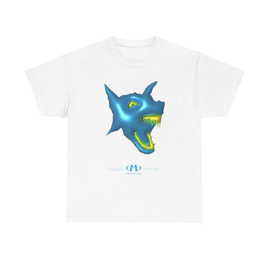 Blue Neon Shark Head T‑Shirt — Glow Graphic Tee